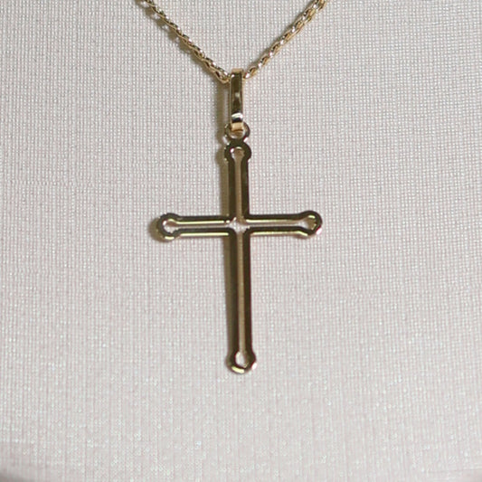 Corrente Groumet 60cm + Pingente Crucifixo - em ouro 18k