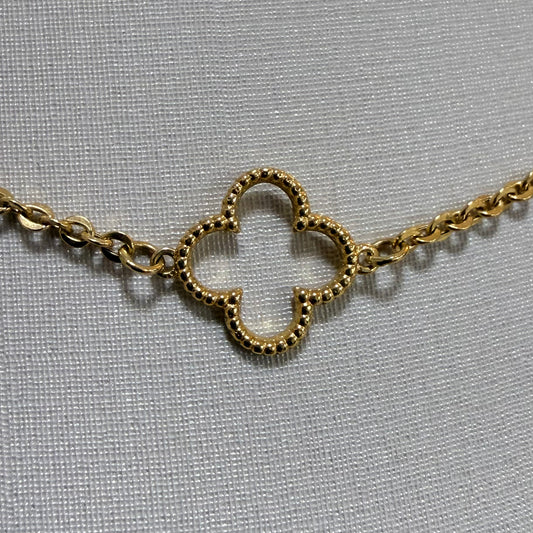 Colar 45cm Trevos Trabalhados em ouro 18k