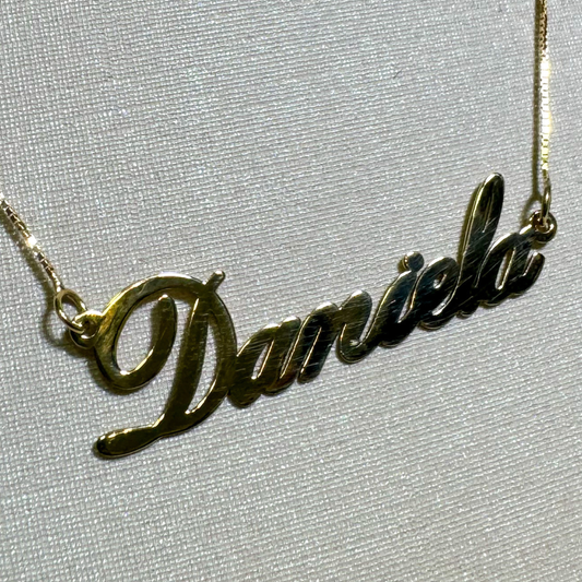 Conjunto Corrente Veneziana 45cm + Pingente Manuscrito - Em ouro 18k