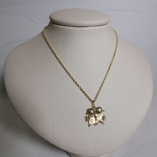 Corrente Bailarina 45cm + Pingente Casal - em ouro 18k
