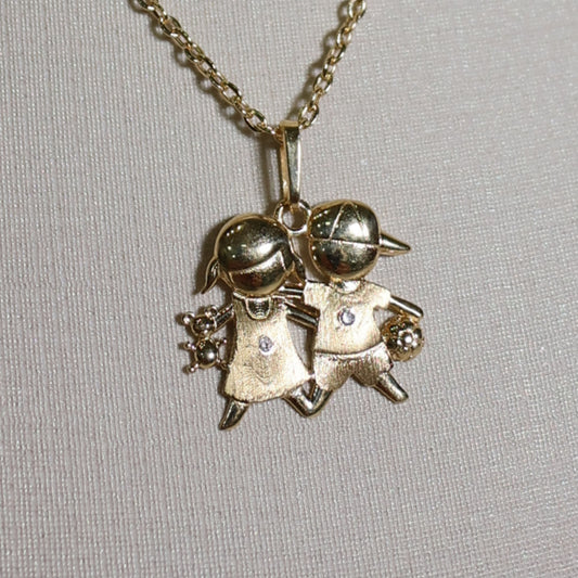 Corrente Bailarina 45cm + Pingente Casal - em ouro 18k
