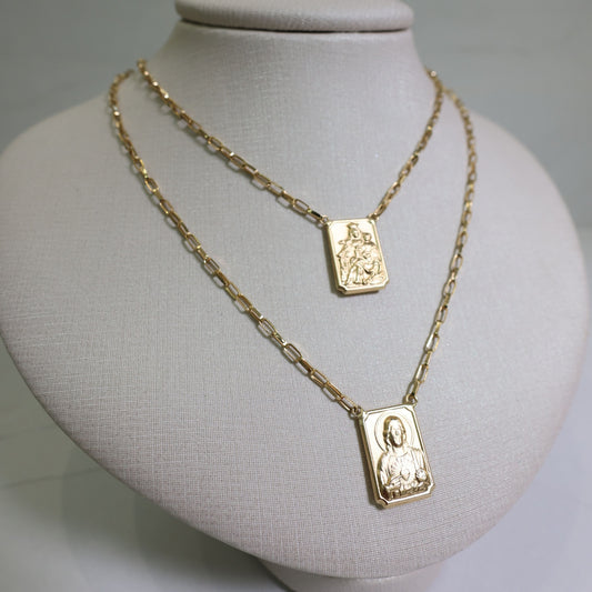 Escapulário 60cm Cartier com Placa Dupla em ouro 18k