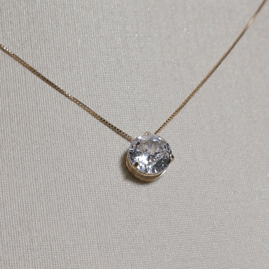 Conjunto Corrente Veneziana 45cm + Pingente Ponto de Luz 6mm - em ouro 18k