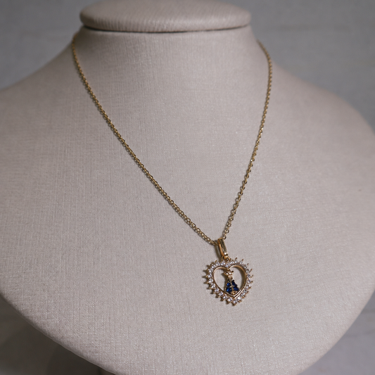 Corrente Bailarina Fina 45cm + Pingente Nossa Senhora Aparecida - em ouro 18k