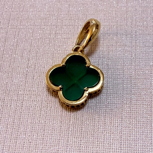 Pingente Trevo Verde em ouro 18k