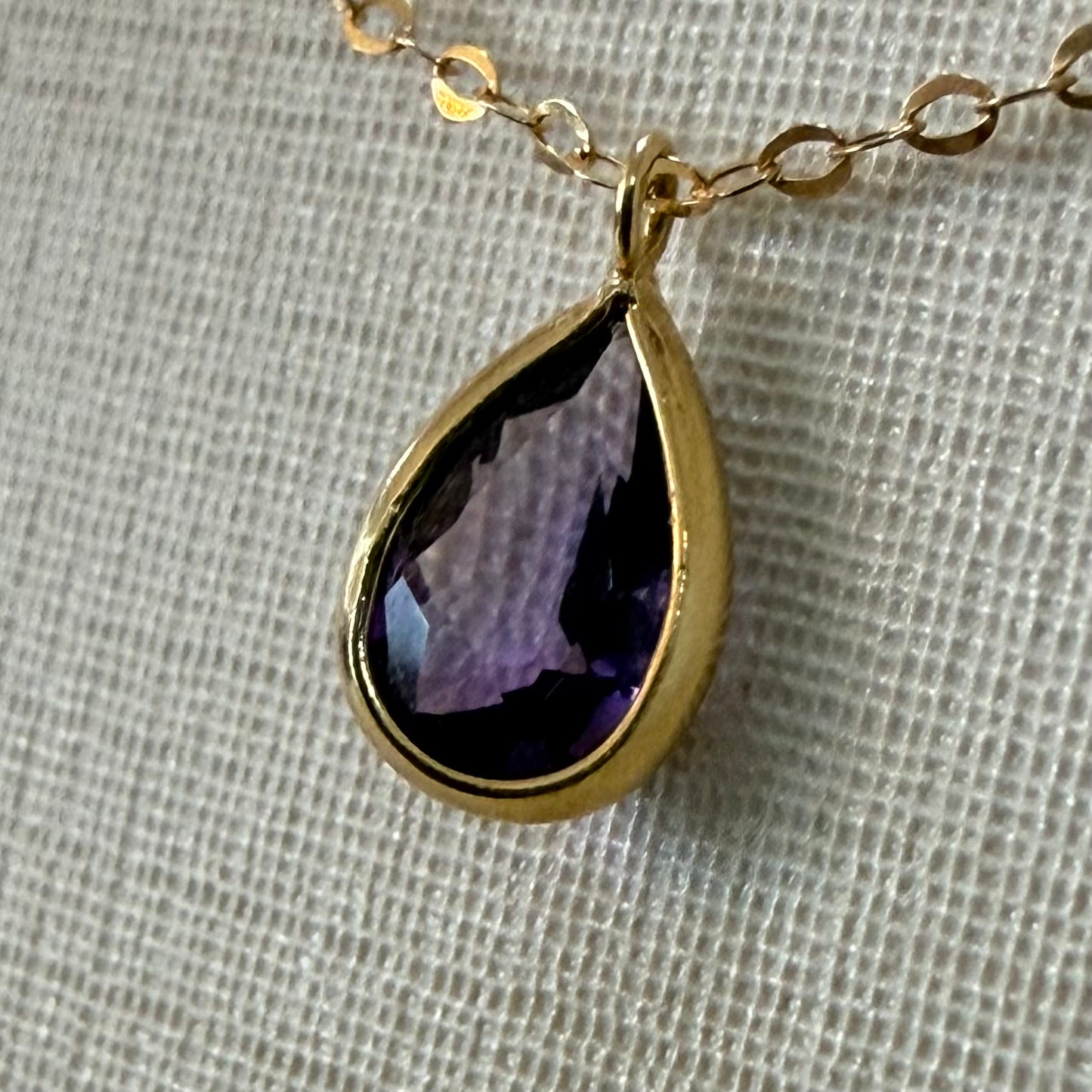 Conjunto Corrente Bailarina 45cm + Pingente Pedra Natural Ametista - em ouro 18k
