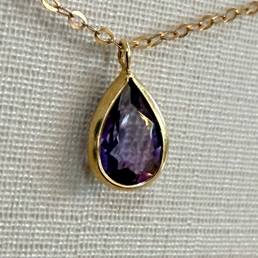 Conjunto Corrente Bailarina 45cm + Pingente Pedra Natural Ametista - em ouro 18k