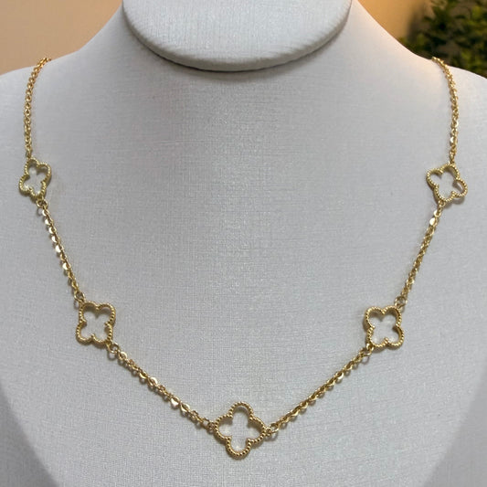 Colar 45cm Trevos Trabalhados em ouro 18k