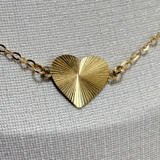 Gargantilha 45cm Corações Trabalhados em ouro 18k