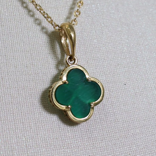 Pingente Trevo Verde em ouro 18k