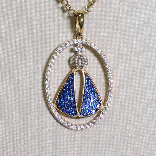 Pingente Cravejado Nossa Senhora Aparecida em ouro 18k