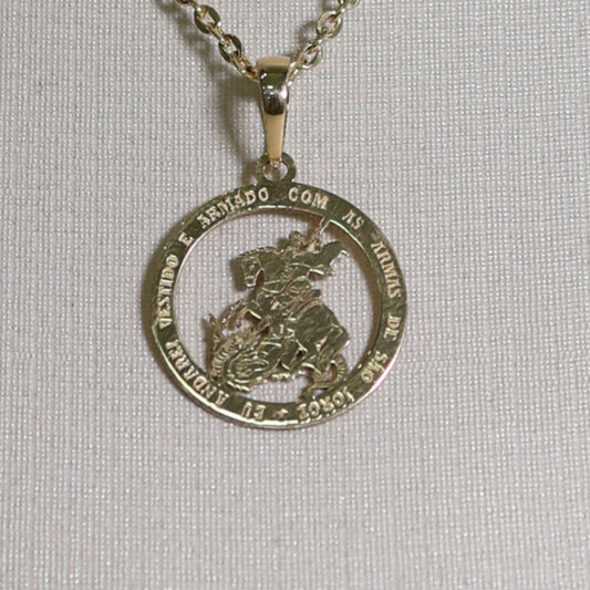 Pingente Medalha de São Jorge Trabalhado em ouro 18k